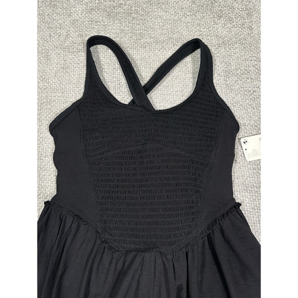 Free People Movement Smockin Hot Mini Dress Womens Extra Small Black Romper Read - Picture 3 of 14